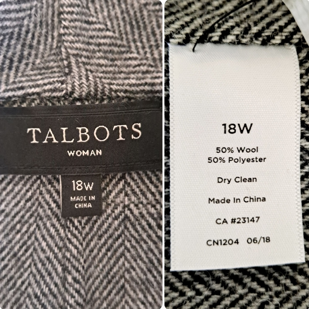 SOLD Talbots wool blend Trench plaid gingham double face belted long coat 18W - Picture 17 of 17